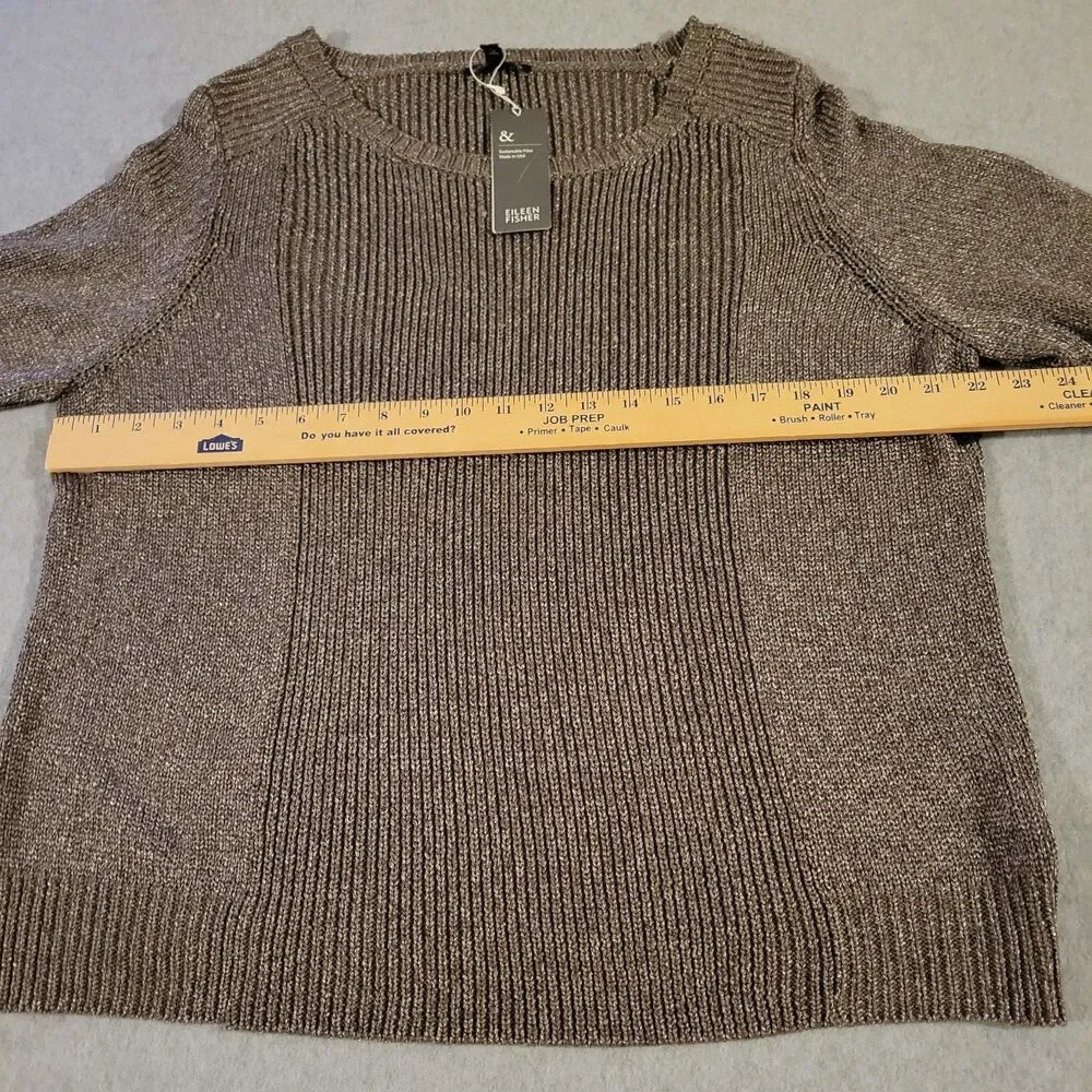 NEW Eileen Fisher XL top tunic ribbed stretch scoop neck longsleeve rye
